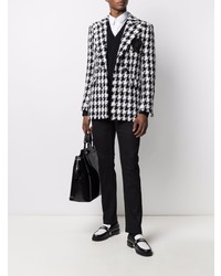Мужской черно-белый твидовый пиджак с узором "гусиные лапки" от Balmain