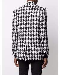Мужской черно-белый твидовый пиджак с узором "гусиные лапки" от Balmain
