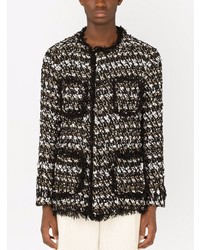 Мужской черно-белый твидовый пиджак от Dolce & Gabbana