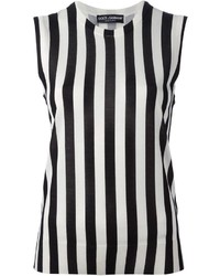 Черно-белый топ без рукавов в вертикальную полоску от Dolce & Gabbana