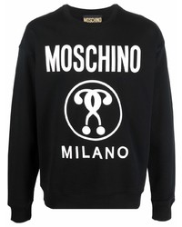 Мужской черно-белый флисовый свитшот с принтом от Moschino