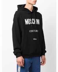 Мужской черно-белый флисовый худи с принтом от Moschino