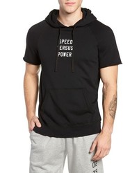 Черно-белый худи с коротким рукавом с принтом