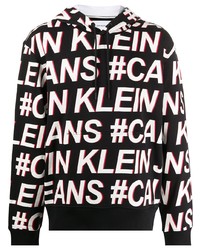 Мужской черно-белый худи с принтом от Calvin Klein Jeans