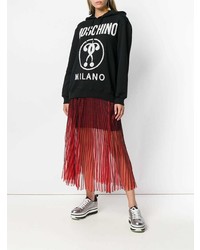 Женский черно-белый худи с принтом от Moschino