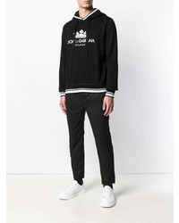 Мужской черно-белый худи с принтом от Dolce & Gabbana