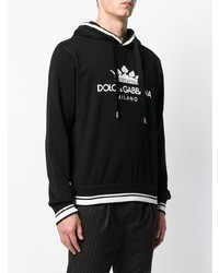 Мужской черно-белый худи с принтом от Dolce & Gabbana