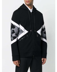 Мужской черно-белый худи с принтом от Neil Barrett