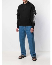 Мужской черно-белый худи с принтом от Versus