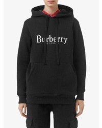 Женский черно-белый худи с принтом от Burberry