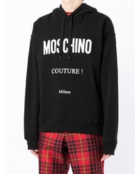 Мужской черно-белый худи с принтом от Moschino