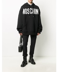 Мужской черно-белый худи с принтом от Moschino