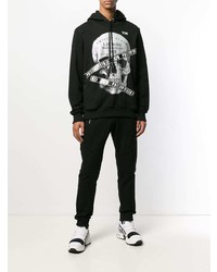 Мужской черно-белый худи с принтом от Philipp Plein