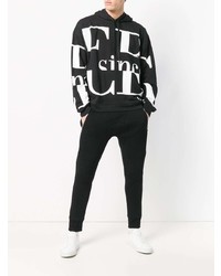 Мужской черно-белый худи с принтом от Iceberg