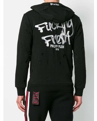 Мужской черно-белый худи с принтом от Philipp Plein