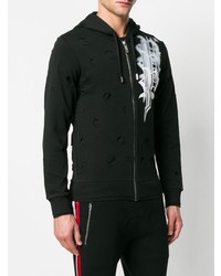 Мужской черно-белый худи с принтом от Philipp Plein