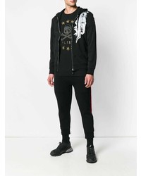 Мужской черно-белый худи с принтом от Philipp Plein