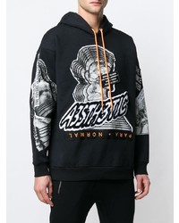 Мужской черно-белый худи с принтом от Diesel