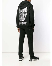 Мужской черно-белый худи с принтом от Philipp Plein