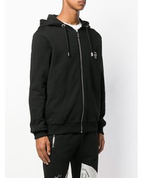 Мужской черно-белый худи с принтом от Philipp Plein