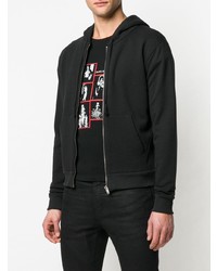 Мужской черно-белый худи с принтом от Saint Laurent