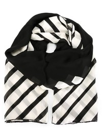 Женский черно-белый шарф в горизонтальную полоску от Valentino