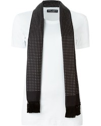 Женский черно-белый шарф в горошек от Dolce & Gabbana