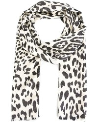 Женский черно-белый шарф с леопардовым принтом от Haider Ackermann