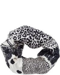 Женский черно-белый шарф с леопардовым принтом от Pierre Louis Mascia