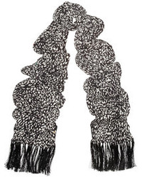 Женский черно-белый шарф с леопардовым принтом от Saint Laurent