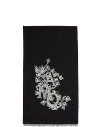Мужской черно-белый шарф с принтом от Alexander McQueen