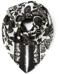 Женский черно-белый шарф с принтом от Alexander McQueen