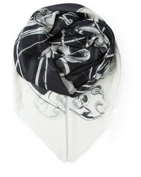 Женский черно-белый шарф с принтом от Alexander McQueen