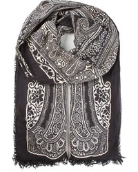 Женский черно-белый шарф с принтом от Etro