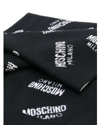 Мужской черно-белый шарф с принтом от Moschino