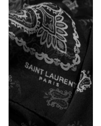 Женский черно-белый шарф с принтом от Saint Laurent