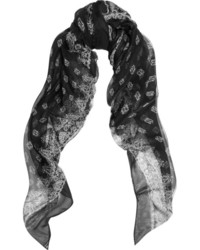 Женский черно-белый шарф с принтом от Saint Laurent