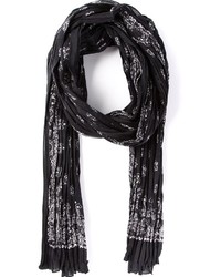 Женский черно-белый шарф с принтом от Saint Laurent