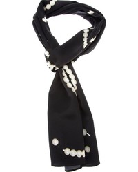 Женский черно-белый шарф с принтом