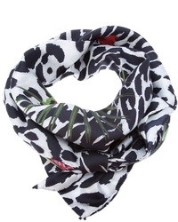 Женский черно-белый шарф с цветочным принтом от Givenchy