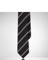 Черно-белый шелковый галстук в вертикальную полоску