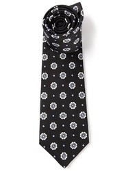 Мужской черно-белый шелковый галстук в горошек от Kiton
