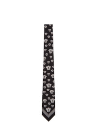 Черно-белый шелковый галстук с принтом