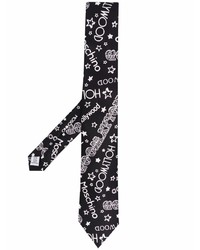 Мужской черно-белый шелковый галстук с принтом от Moschino