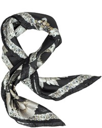 Черно-белый шелковый шарф