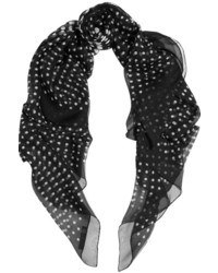 Женский черно-белый шелковый шарф в горошек от Alexander McQueen