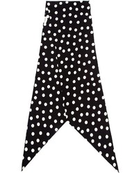 Женский черно-белый шелковый шарф в горошек от Saint Laurent