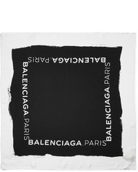 Женский черно-белый шелковый шарф с принтом от Balenciaga