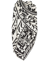Женский черно-белый шелковый шарф с принтом от Temperley London