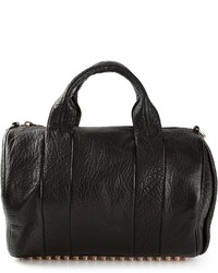 Черно-золотая кожаная большая сумка с шипами от Alexander Wang